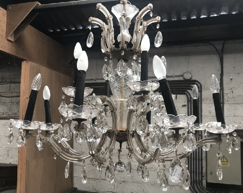 M.T. French crystal 2 tier multi branch chandelier.
