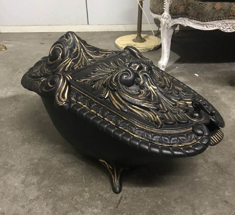 19th century French cast iron coal scuttle 