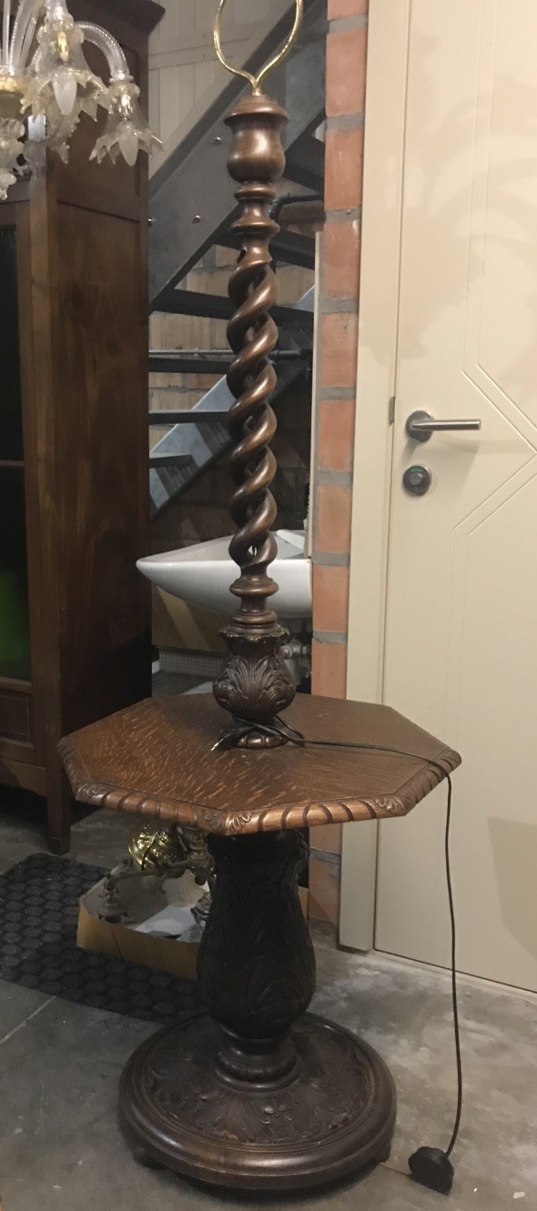 French carved twist column floor lamp.
