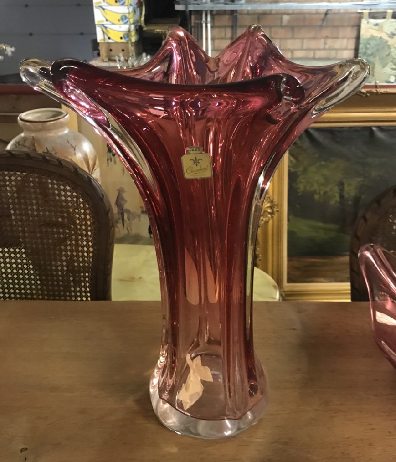Mid 20th century ruby crystal vase.