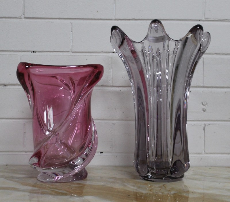Mid-20th century coloured crystal vases