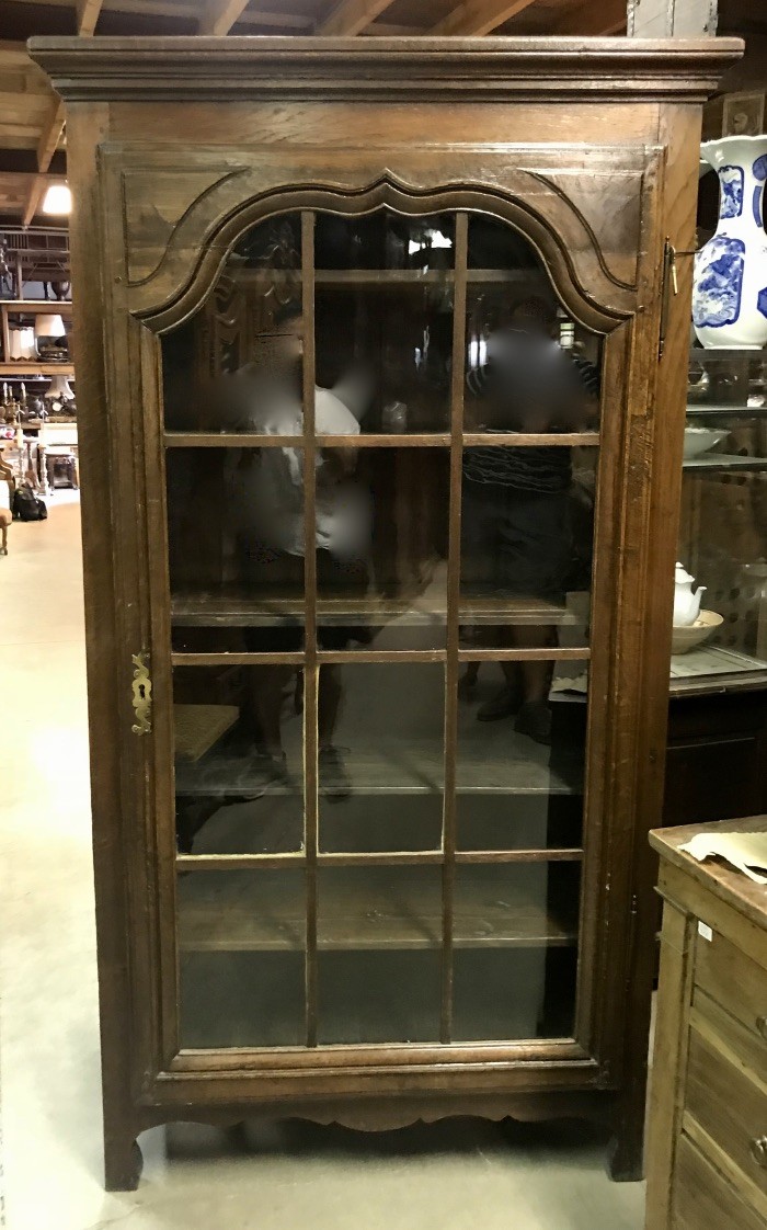 18th century French oak single door bookcase cabinet.
