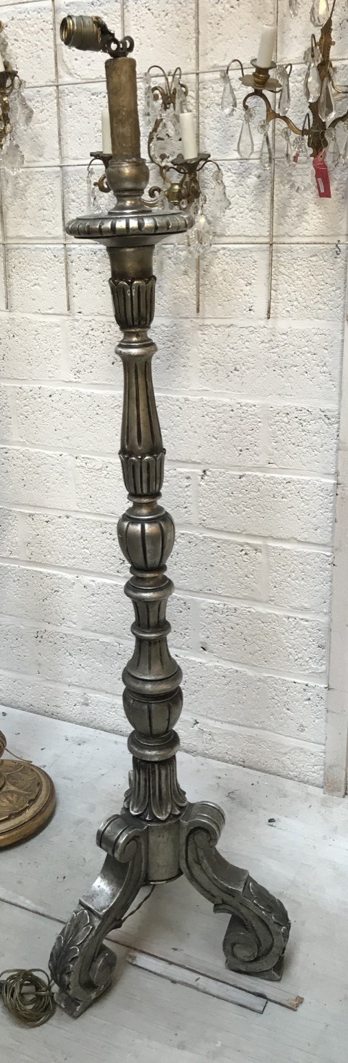 Decorative Florentine silver gilt standard lamp.