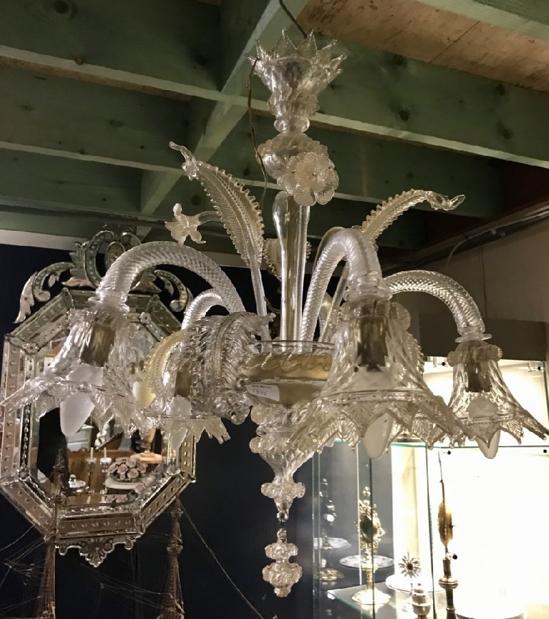 Italian Murano floral glass four branch light fitting.