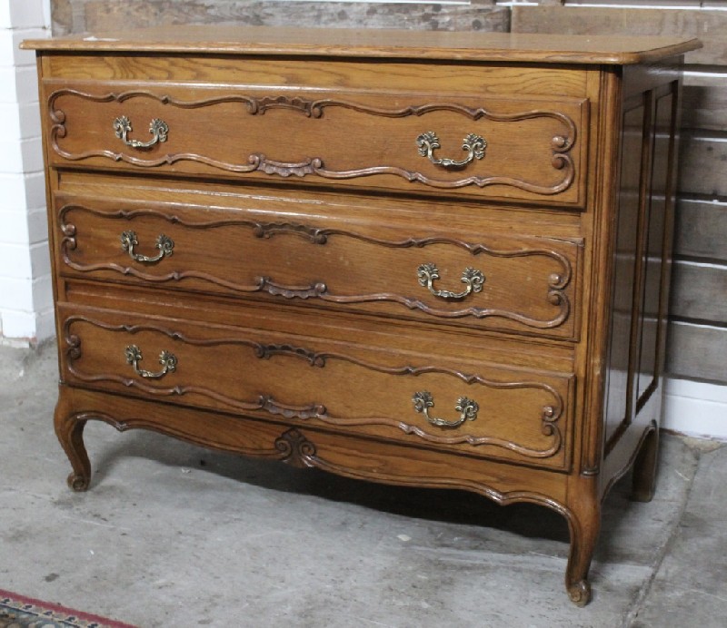 French provincial oak three drawer commode.