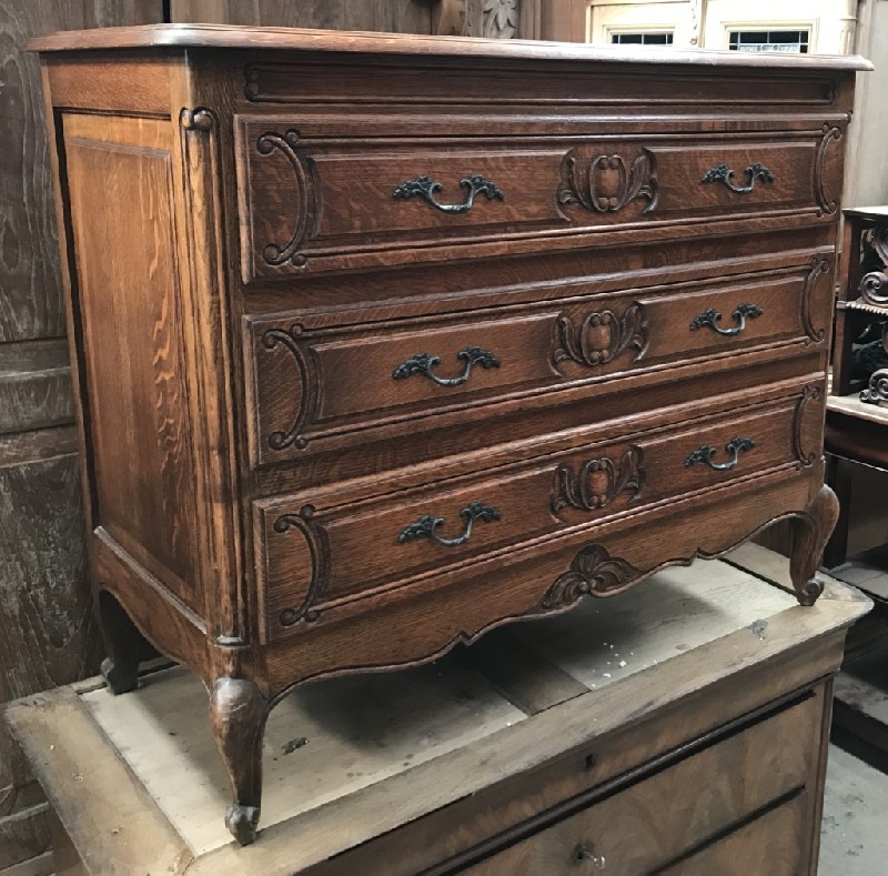 French provincial oak three drawer commode.