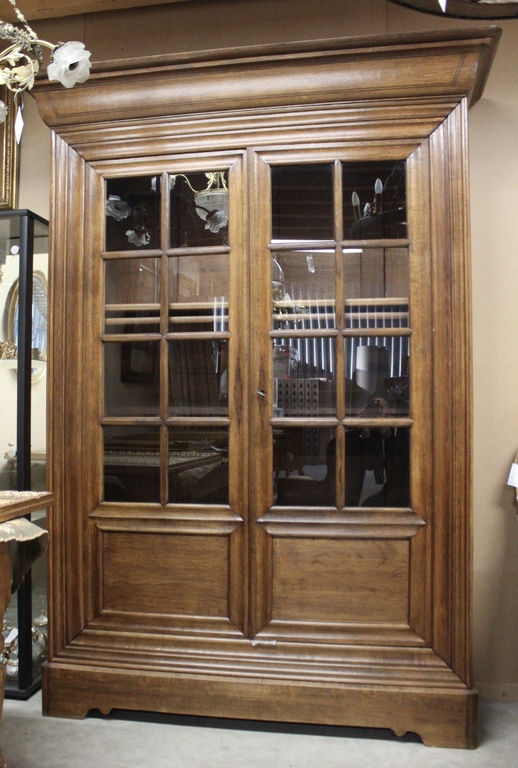 19th century French Napoleon 111 oak two door bookcase. Price $1750