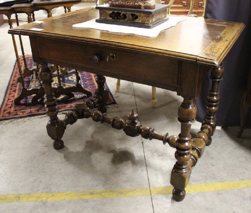 Early 19th century French oak one drawer side table. Price $950