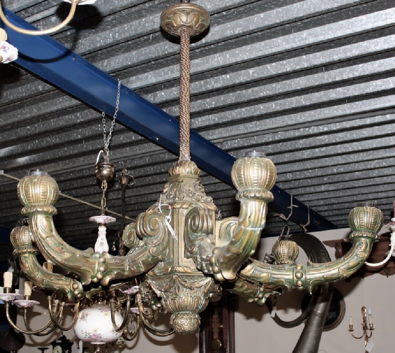 French early 20th century gilt wood eight branch light fitting. Price $825