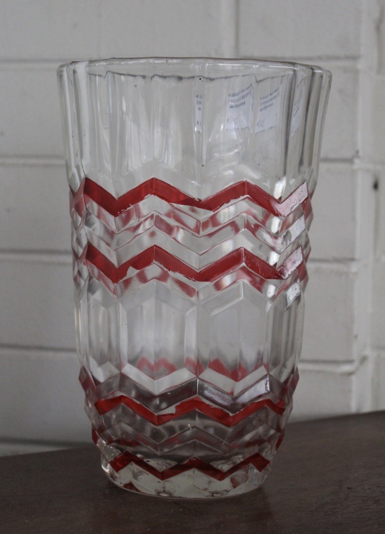 Ruby and clear crystal vase. Price $150