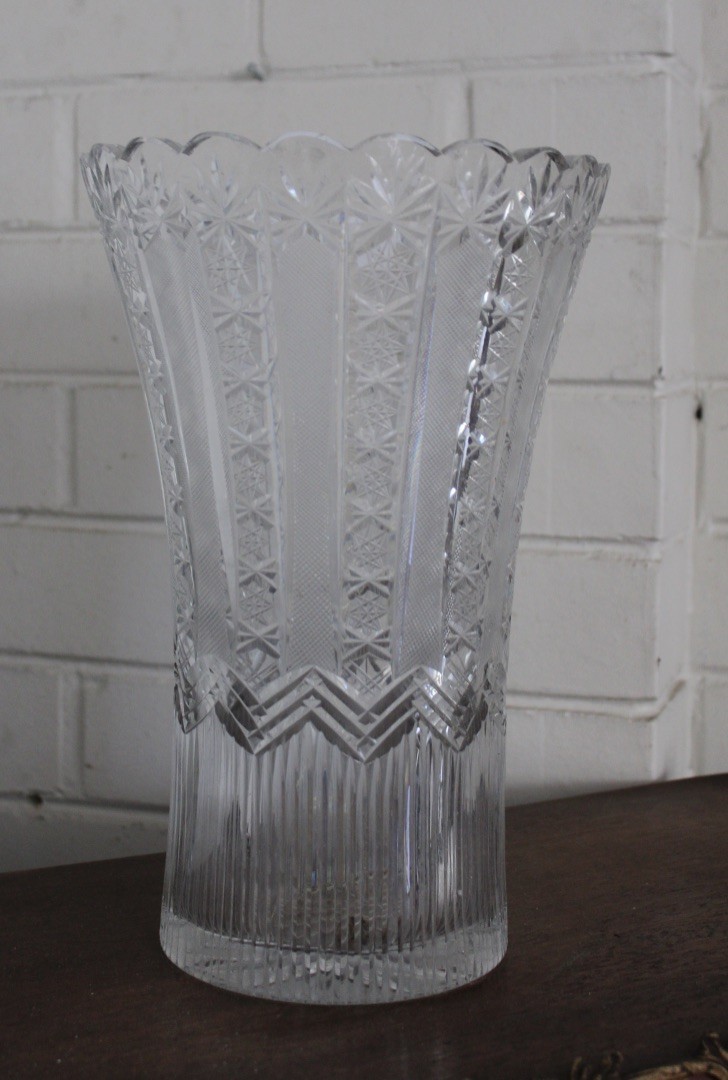 Diamond cut crystal vase. Price $175