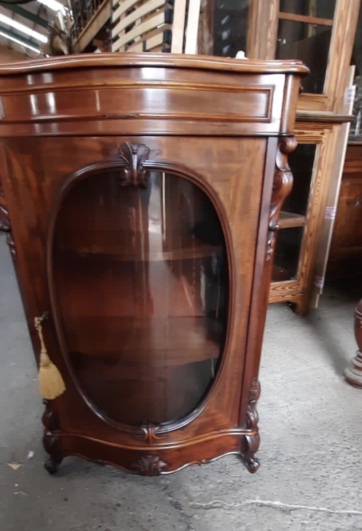 19th century French kingwood 1 door display vitrine cabinet. Price $1150