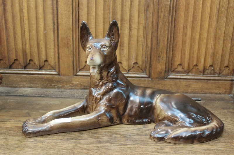 Italian brown porcealin dog figure, Alsatian. Price $375