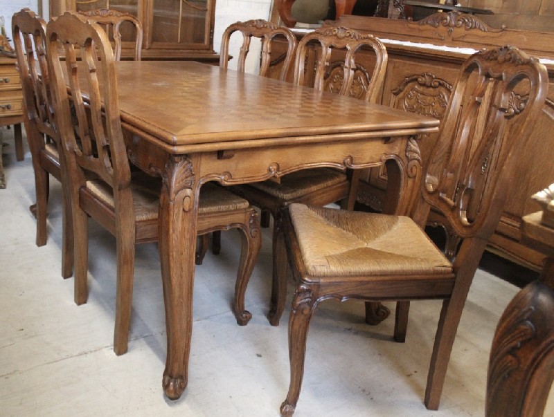French provincial oak dining room suite. 
