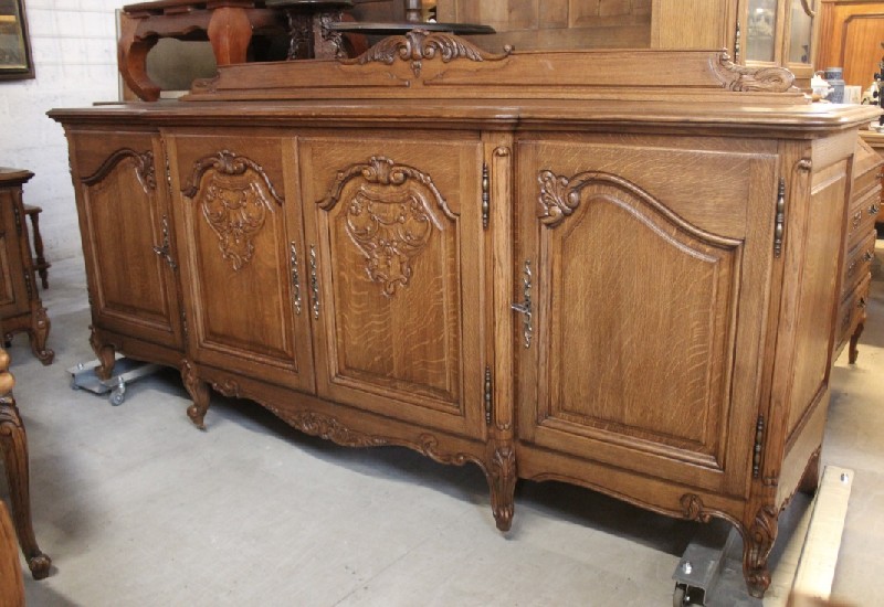French provincial oak four door buffet. Price $1500